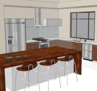 现代简约风室内厨房SU模型下载_sketchup草图大师SKP模型