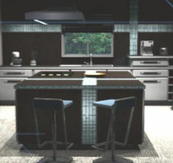 现代岛型室内厨房橱柜SU模型下载_sketchup草图大师SKP模型