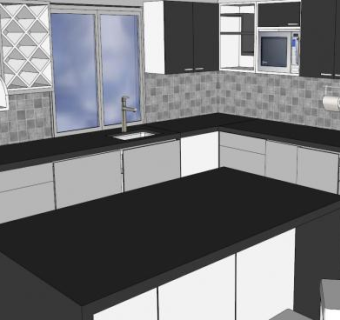 现代厨房烹饪橱柜SU模型下载_sketchup草图大师SKP模型