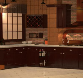 乡村烹饪室内厨房SU模型下载_sketchup草图大师SKP模型