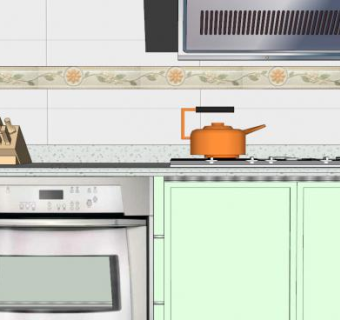 简约风格室内厨房SU模型下载_sketchup草图大师SKP模型