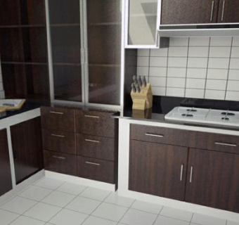 新室内厨房装修SU模型下载_sketchup草图大师SKP模型