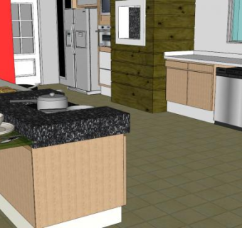 现代装修岛型厨房SU模型下载_sketchup草图大师SKP模型