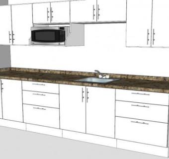 现代白色厨房俱乐部SU模型下载_sketchup草图大师SKP模型