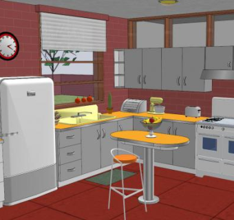 现代化厨房家具SU模型下载_sketchup草图大师SKP模型