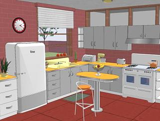 现代化厨房家具SU模型下载_sketchup草图大师SKP模型