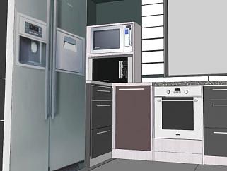 现代家居厨房装修风格SU模型下载_sketchup草图大师SKP模型