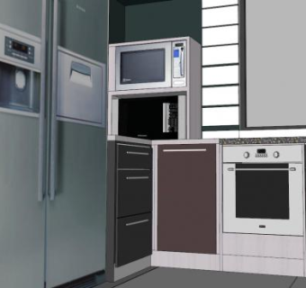 现代家居厨房装修风格SU模型下载_sketchup草图大师SKP模型