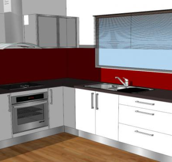 现代转角厨房小面积SU模型下载_sketchup草图大师SKP模型