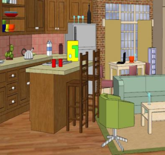 现代佩妮公寓厨房SU模型下载_sketchup草图大师SKP模型