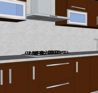 现代空气柜厨房SU模型下载_sketchup草图大师SKP模型