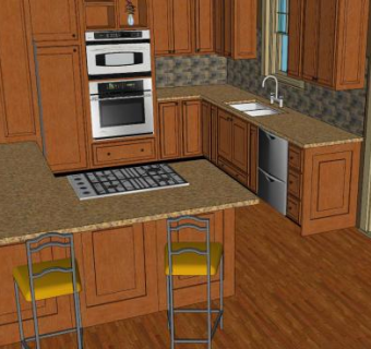 简欧转角橱柜厨房SU模型下载_sketchup草图大师SKP模型