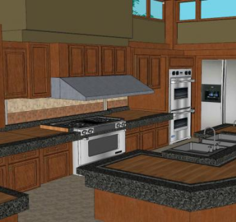 现代家事型厨房SU模型下载_sketchup草图大师SKP模型