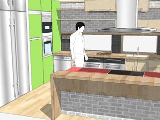 现代室内厨房家具装修SU模型下载_sketchup草图大师SKP模型