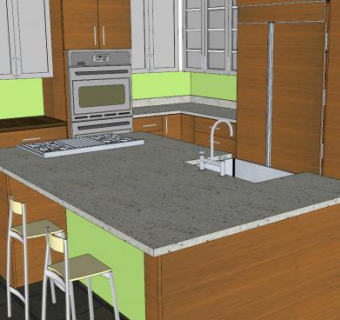 主题竹子厨房装修SU模型下载_sketchup草图大师SKP模型