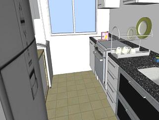 现代<em>公寓</em>厨房SU模型下载_sketchup草图大师SKP模型