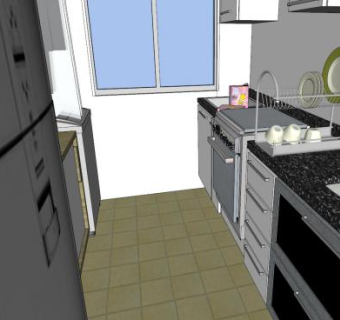 现代公寓厨房SU模型下载_sketchup草图大师SKP模型