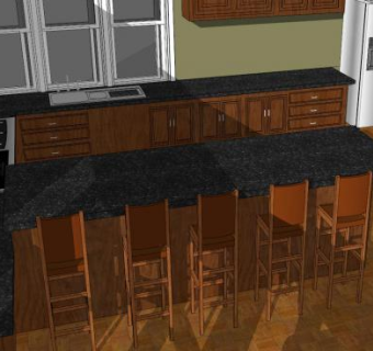 现代厨房娱乐场所SU模型下载_sketchup草图大师SKP模型