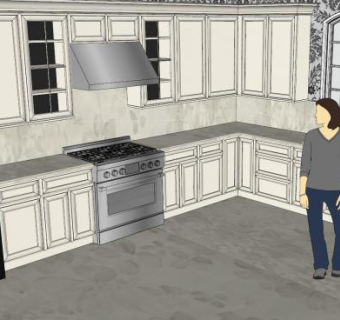 现代橱柜黑白厨房装修SU模型下载_sketchup草图大师SKP模型