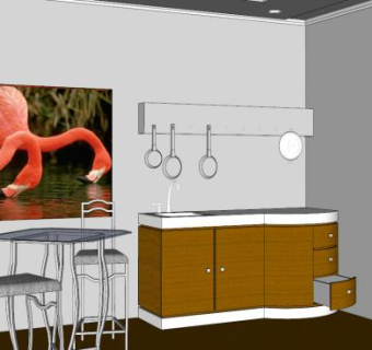 太阳能餐桌厨房家具SU模型下载_sketchup草图大师SKP模型