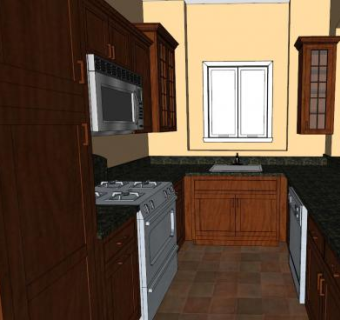 现代小型厨房SU模型下载_sketchup草图大师SKP模型