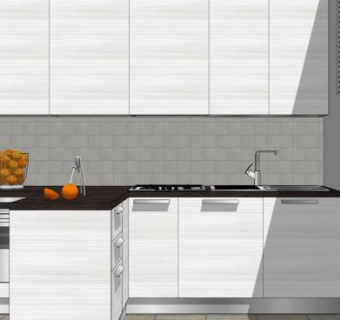 简约一体化厨房SU模型下载_sketchup草图大师SKP模型