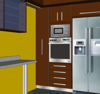 温格厨房室内橱柜SU模型下载_sketchup草图大师SKP模型