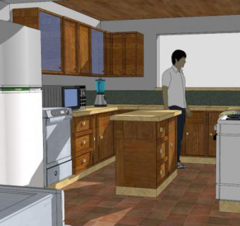 现代家庭烹饪厨房SU模型下载_sketchup草图大师SKP模型