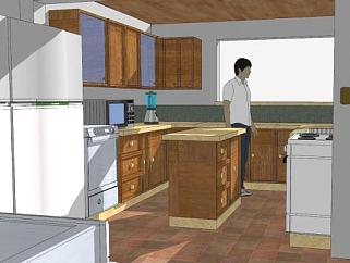 现代家庭烹饪厨房SU模型下载_sketchup草图大师SKP模型