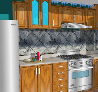 欧式风格室内厨房SU模型下载_sketchup草图大师SKP模型