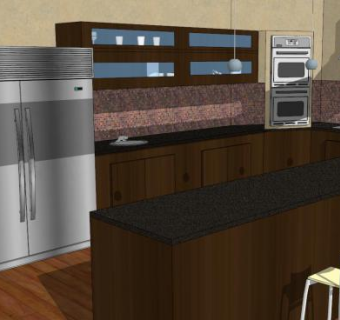 现代餐饮厨房家具SU模型下载_sketchup草图大师SKP模型