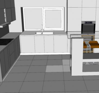 现代厨房家具白色橱柜SU模型下载_sketchup草图大师SKP模型