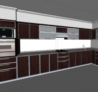 大型一体化厨房洗衣房SU模型下载_sketchup草图大师SKP模型