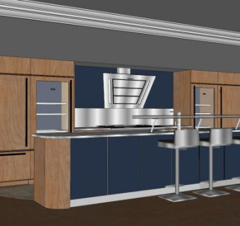 现代厨房家庭娱乐室SU模型下载_sketchup草图大师SKP模型