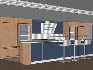 现代厨房家庭娱乐室SU模型下载_sketchup草图大师SKP模型