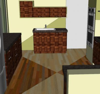 朴素风格室内厨房SU模型下载_sketchup草图大师SKP模型