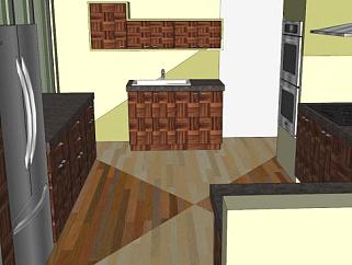 朴素风格室内厨房SU模型下载_sketchup草图大师SKP模型
