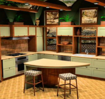 现代天窗厨房SU模型下载_sketchup草图大师SKP模型