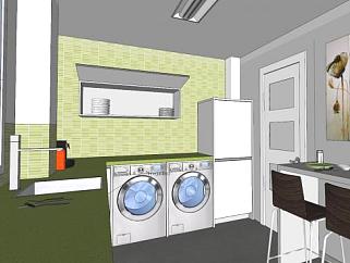 现代室内厨房家具SU模型下载_sketchup草图大师SKP模型