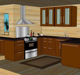 现代房间厨房装修SU模型下载_sketchup草图大师SKP模型