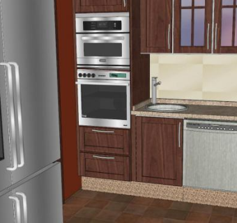 现代木制厨房装修SU模型下载_sketchup草图大师SKP模型