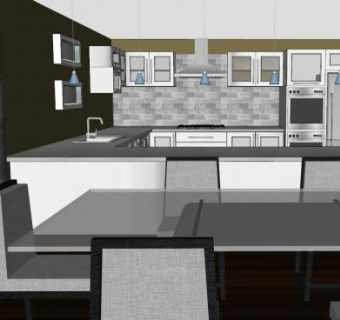 简约家中厨房SU模型下载_sketchup草图大师SKP模型