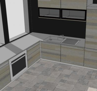 休闲L型厨房装修SU模型下载_sketchup草图大师SKP模型