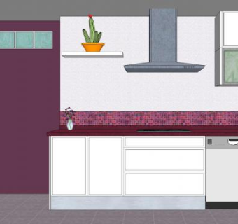 现代豪华厨房装修SU模型下载_sketchup草图大师SKP模型