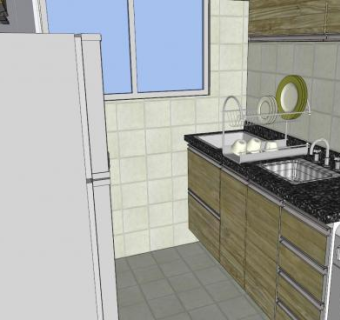 现代小型厨房装修SU模型下载_sketchup草图大师SKP模型