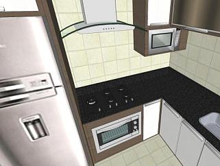 现代<em>家具</em>小型厨房SU模型下载_sketchup草图大师SKP模型
