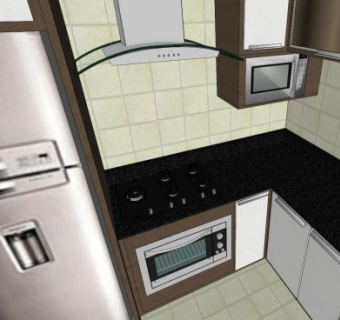 现代家具小型厨房SU模型下载_sketchup草图大师SKP模型