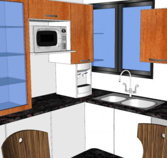 现代朴素厨房装修SU模型下载_sketchup草图大师SKP模型