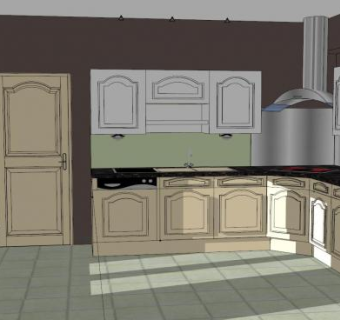 田园风格厨房装修SU模型下载_sketchup草图大师SKP模型