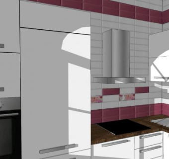 现代转角室内厨房SU模型下载_sketchup草图大师SKP模型